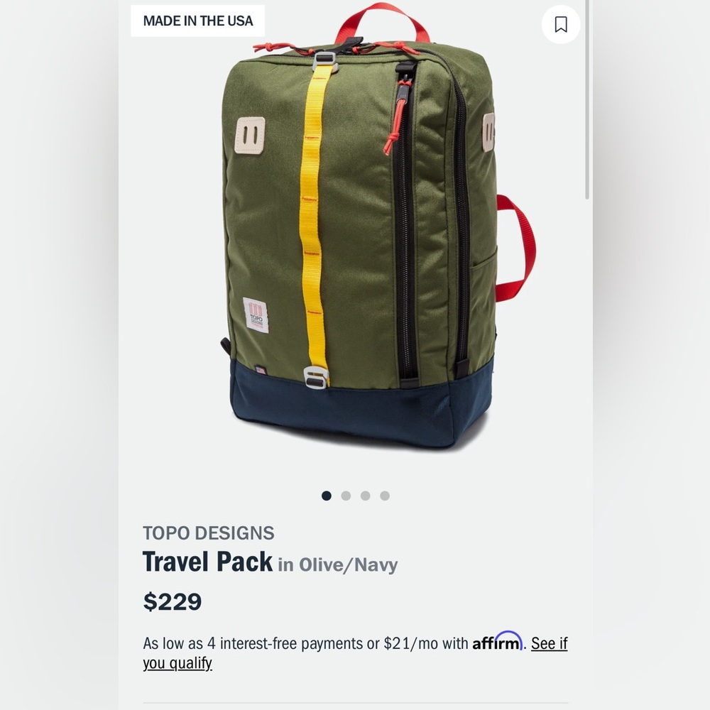 RARE Like New TOPO Designs Travel Pack